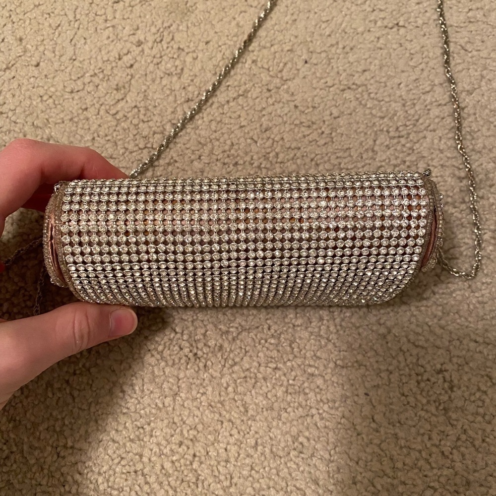 RSVP Rhinestone Clutch W/ Chain - Picture 3 of 15